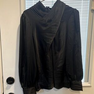 Women’s small boutique blouse black long long sleeve , tie back , new with tags